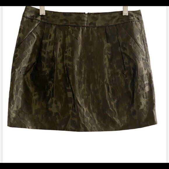 Gap Black Green Lined Patterned Mini Skirt Size 6 - Picture 1 of 10